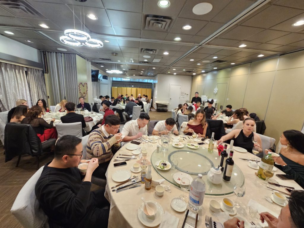 The team at dinner during the 2024 Christmas party