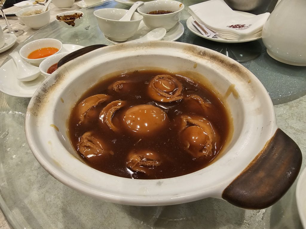 Braised abalone served at the Christmas dinner